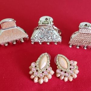Beautiful Sparking Hair Clips with Matching Earrin
